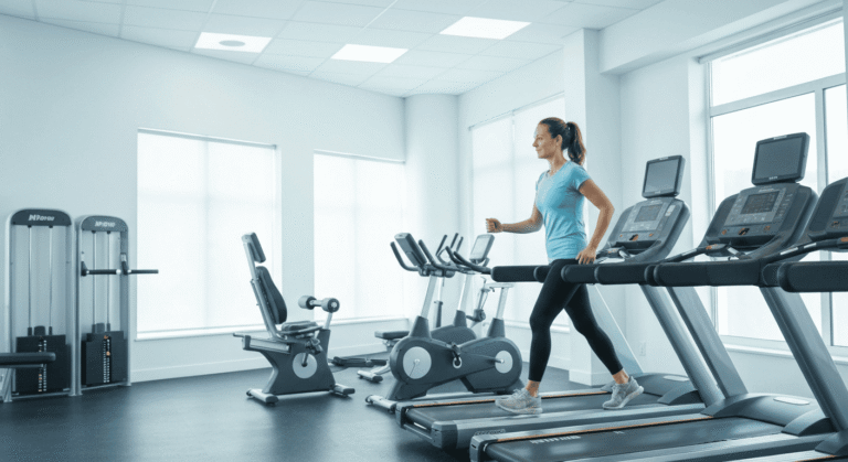 kobieta z nadciśnieniem trenuje na siłowni