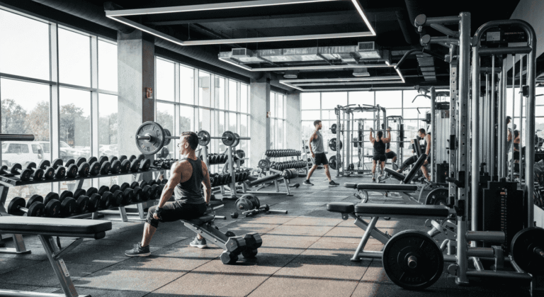 mężczyzna dba o dietę chodząc na siłownię