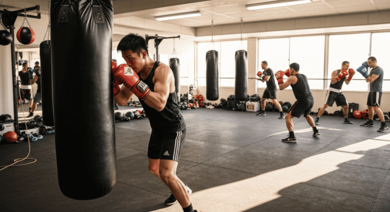 mężczyźni trenują boks aby poprawić kondycję